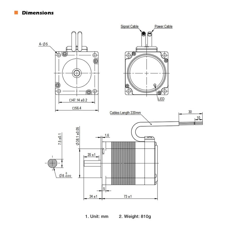 UIROBOT NEMA 23 Integrated Closed-Loop Stepper Motor,Pulse-Direction Control Interface,Built-in Encoder & Motion Controller & Driver,for CNC,3D Printer,Max1.26Nm,3.5A,24-48VDC (UIM5756PM) - Image 5